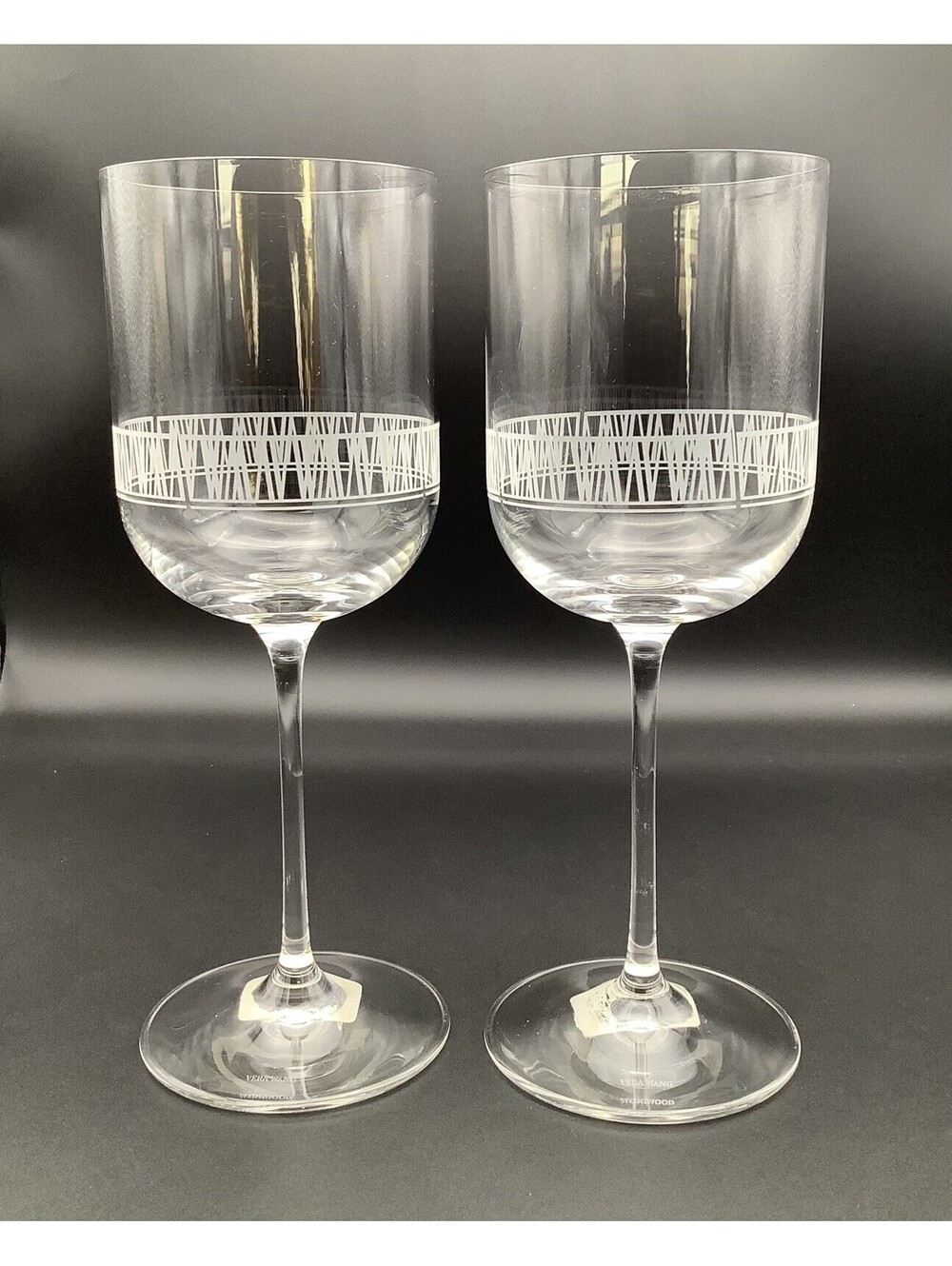 Wedgwood Vera Wang Modern Graphic Crystal Wine Glass Water Goblet *Set of 2*